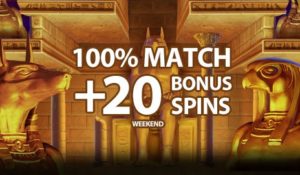 100% match + 20 bonus spins