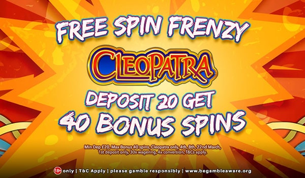 Get 100 Bonus Spins on Cleopatra Slot at Jackpot Mobile Casino